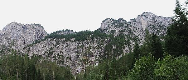 Freestanding rocks of the Carnic Alps made of dolomite at the end of Winklertal.